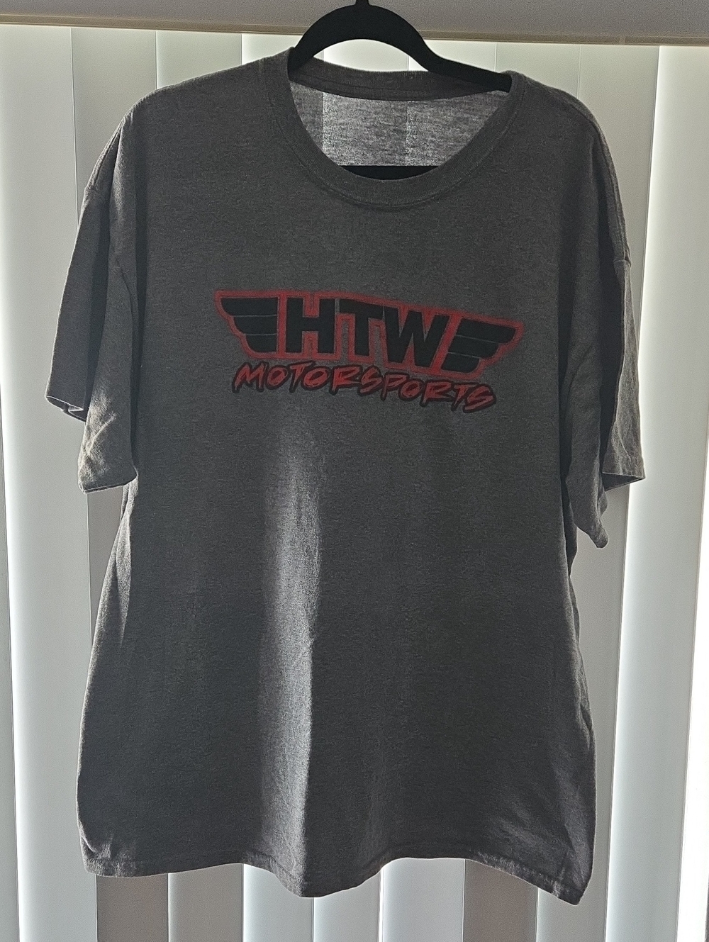 Gildan Dark Gray HTW Motorsports Logo Tee with Red Accent
